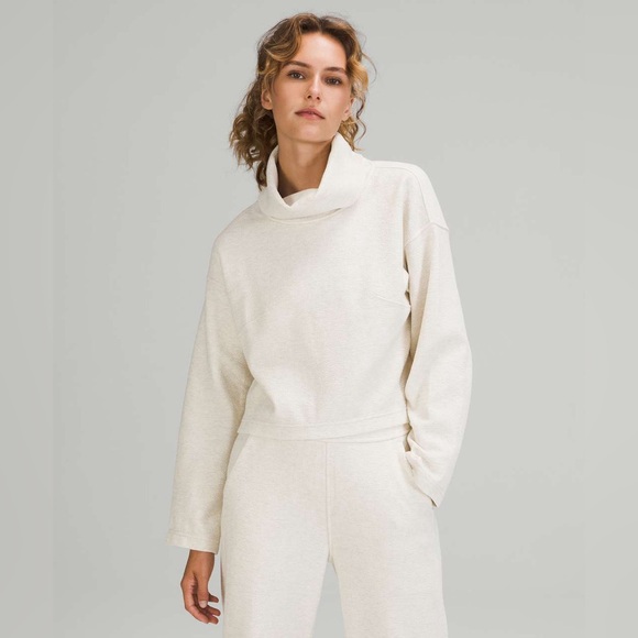 Lululemon Ribbed Funnel Neck Pullover - Heathered White Opal - Picture 3 of 7